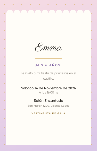 Vista previa del diseño Princesa