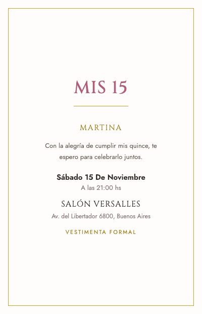 Vista previa del diseño Quinceañera